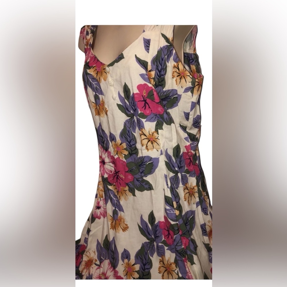 Vibrant vintage mock button Floral Print Maggie Lawrence sport dress sz Medium - Picture 5 of 7